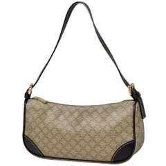 セリーヌ CELINE マカダム柄 ハンドバッグ アクセサリーポーチ ハンドバッグ コーティングキャンバス ベージュ ブラウン レディース 【中古】