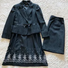 大きいサイズ19ABR 4L フォーマルスーツ3点セット ツイードジャケット ワンピース スカート ブラック セレモニー 入学式 卒業式 七五三