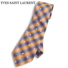 YVES SAINT LAURENT イヴサンローラン 通年 シルク100% チェック ドット ネクタイ Sz.F メンズ イタリア製