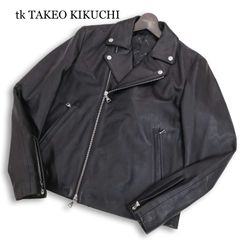 極美品　タケオキクチ　ラムレザー　レザージャケット　羊革　XL 黒 美品 タケオキクチ シングルライダースジャケット ラムレザー 羊革 XL