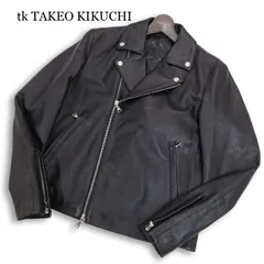 tk TAKEO KIKUCHI タケオキクチ 羊革★ ラム レザー ダブル ライダース ジャケット Sz.M　メンズ 黒