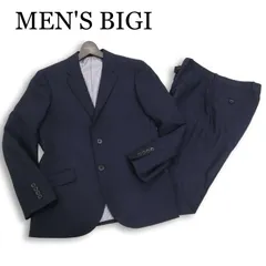 MEN'S BIGI メンズビギ 通年 総裏★ ジャガード チェック セットアップ スーツ Sz.1　メンズ ネイビー ビジネス