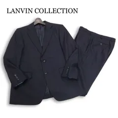 LANVIN COLLECTION ランバン コレクション 通年 背抜き★ストライプ セットアップ スーツ Sz.L位　メンズ ネイビー ビジネス
