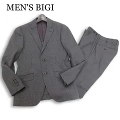 MEN'S BIGI メンズビギ 通年 背抜き★ マイクロチェック セットアップ スーツ Sz.SS　メンズ グレー ビジネス
