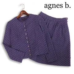 agnes b. アニエスベー 通年★ 総柄 ノーカラー ジャケット スカート セットアップ Sz.T1　レディース