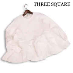 THREE SQUARE スリースクエア 裏起毛★ フリル チュニック ペプラム トップス Sz.F レディース 白