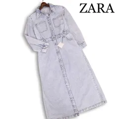 【新品 未使用】 ZARA ザラ 現行タグ 通年 ウォッシュ加工♪ ロング デニム シャツ ワンピース Sz.S レディース