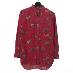 ポロ バイ ラルフローレン Polo by Ralph Lauren 80S-90S ビンテージ 総柄 フィッシング キャンプ プリント シャツ L 赤 レッド