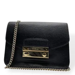 極美品　FURLA フルラ　メトロポリス　ショルダーバッグ　チェーン　ブラック