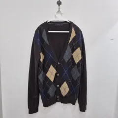 OLZEN アーガイル Vネック カーディガン