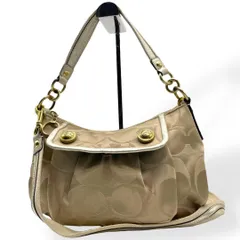 極美品　COACH コーチ　2way ショルダーバッグ　シグネチャー　ベージュ