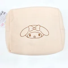 ​【韓国限定】マイメロディ 刺繍デザイン マチ付きポーチ（ホワイト・大容量）
