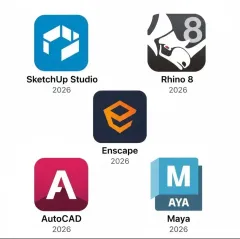 2026 最新 ライノ8 エンケープ スケッチアップ オートキャド マヤ 2026 ウィン