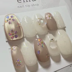 60.ショートバレリーナ15469 桜ネイル　ネイルチップ　サイズオーダー　マグネットネイル　春ネイル