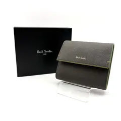 【 箱付／未使用 】Paul Smith　ポールスミス　カラードエッジ　三つ折り財布　コンパクトウォレット　レザー　ダークグレー
