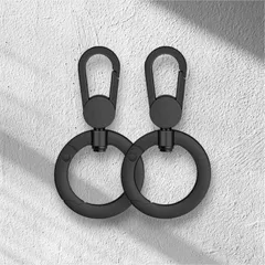 Cocovist カラビナ キーホルダー スマホ フック ストラップ 金具 丸 【ブラック×2個セット】 ナスカン 360度回転 リング ショルダーベルト対応 金属 鍵 キーホルダー スマホショルダー パーツ