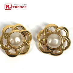 CHANEL シャネル イヤリング フェイクパール フラワー 花 メタル ゴールド