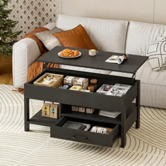 特価 コーヒーテーブル 引き出し付き テーブル 木製 収納付き センターテーブル 大容量収納リビングテーブル 高さ調整リフティングテーブル 昇降式 簡単開閉 ホンムオフィステーブル 昇降式 ローテーブル コンパクト リビングルーム オフィス用 在宅勤務 IKI