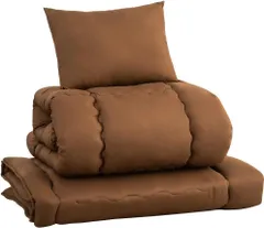 在庫処分 ブラウン S 来客用 新生活応援 すぐ使える 収納袋 枕 敷き布団 掛け布団 軽量 抗菌防臭防ダニ ピーチスキン 増量バージン綿 ほこり出にくい あったか ふわふわ 洗える 3点セット シングル RECYCO布団セット