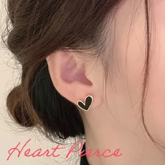ハートピアス　黒　かわいい　小ぶり　シンプル　ゴールド　両耳用 ピアス　ブラック　ハート