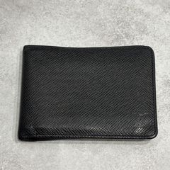 LOUIS VUITTON Taiga Noir Black Bi-fold Wallet, Billfold, Card Case, Cashless Wallet, Men's Compact Wallet, Portefeuille Multiple