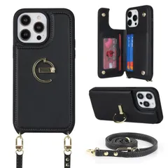【特価セール】Ｈａｖａｙａ スマホショルダー iPhone 15 Pro ケース iphone15 proケース スマホケース iphone 15プロ ショルダー リング付き レザー 肩掛け カード収納(アイフォン15pro/アイホン15プロ/アイフォン15プ