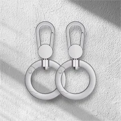 Cocovist カラビナ キーホルダー スマホ フック ストラップ 金具 丸 【シルバー×2個セット】 ナスカン 360度回転 リング ショルダーベルト対応 金属 鍵 キーホルダー スマホショルダー パーツ