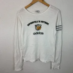 adidas アディダス 長袖Tシャツ ロゴプリント ホワイト Lサイズ レディース 古着 スポーツMIX ストリート　Y2K