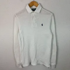Polo by Ralph Lauren ポロラルフローレン 長袖ポロシャツ ロゴ刺繍 ホワイト XSサイズ メンズ 古着 シンプル クラシック