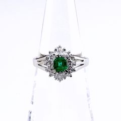 エメラルド0.23ct ダイヤモンド1.00ct Pt900 パヴェリング - メルカリ