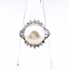 大粒パール 9mmダイヤモンド リング 4.63g - メルカリ