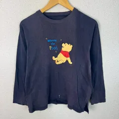 Disney ディズニー くまのプーさん 長袖Tシャツ キャラクタープリント ネイビー 古着 レトロ アメカジ ストリート