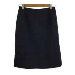 アナイ ANAYI スカート 台形 タイト 膝丈 無地 ツイード調 36 紺 ネイビー