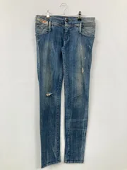 DIESEL ディーゼル デニムパンツ W29 L32 ブルー フルレングス 無地 ワンポイント スキニー・タイト テーパード ローライズ ヴィンテージ クラッシュ・ダメージ