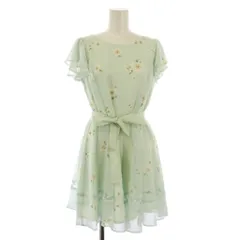 ロディスポット LODISPOTTO フレアワンピース ひざ丈 クルーネック 半袖 花柄 ドット柄 38 水色 ライトブルー タグ付き /BB ■GY60