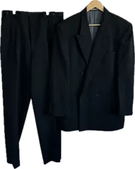  【美品】YUKI TORII HOMMEユキトリイオム　スーツ上下セットアップ　ダブル　ジャケットパンツ　ブラック　メンズ　AB7サイズ【Z1792】