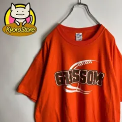 【c038】Tシャツ プリント デザイン◎ ゆるだぼ オレンジカラー 古着