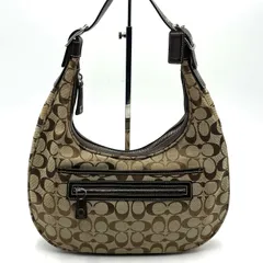 美品● COACH コーチ ショルダーバッグ ワンショルダー ホーボー シグネチャー キャンバス レザー 6070