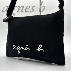 【B4470】 agnes b. アニエスベー サコッシュ  ショルダーバッグ キャンバス ブラック ロゴプリント レディース 斜め掛け