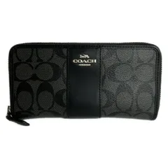 COACH(コーチ) 長財布 シグネチャー柄 F54630 黒×グレー レザー