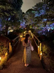 Leja レジャ ワンピース S カーキ チュール 花柄・ボタニカル柄 レース 袖なし ロング・マキシ丈 フレア