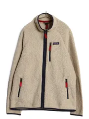 【お得なクーポン配布中!】 パタゴニア レトロ パイル フリース ジャケット メンズ L 19年製 アウトドア フルジップ ジャンパー ハイネック ボア ブルゾン ナチュラル