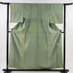 小紋 身丈156.5cm 裄丈62cm S 袷 斉藤三才 落款 染め分け ぼかし 灰緑 正絹 名品 【中古】のサムネイル