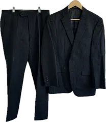  【美品】COMME CA ISMコムサイズム　ビジネススーツ上下セットアップ　ジャケットパンツ　ブラックストライプ　メンズ　Mサイズ【Z1792】
