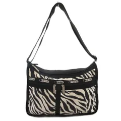 レスポートサック LesportSAC ショルダーバッグ 黒 ブラック 白 ホワイト ゼブラ柄 前面ポケット /NL ■GY06