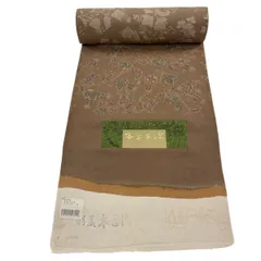反物 秀品 小紋 草木染 草花 茶色 正絹 【中古】