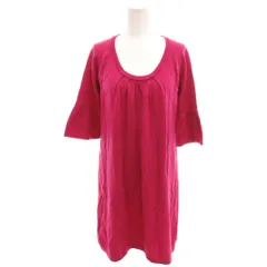 アナイ ANAYI 美品 ニット ワンピース ウール 38 ピンク ラウンドネック ギャザー 七分袖 ひざ丈 /SJ ■GY06