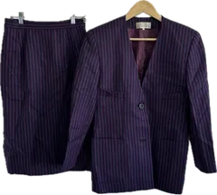  【美品】mila schon DUEMILAミラショーン　スカートセットアップ　ジャケット　ピンクブラックグレー　レディース　40サイズ【Z1792】