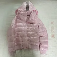 アディダス レア 必須アイテム 薄いピンク 光沢 ダウン ショートダウン