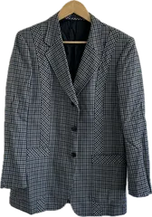  LANVINランバン　テーラードジャケット　アウター　グレー千鳥格子　メンズ　R50-46サイズ【Z1792】